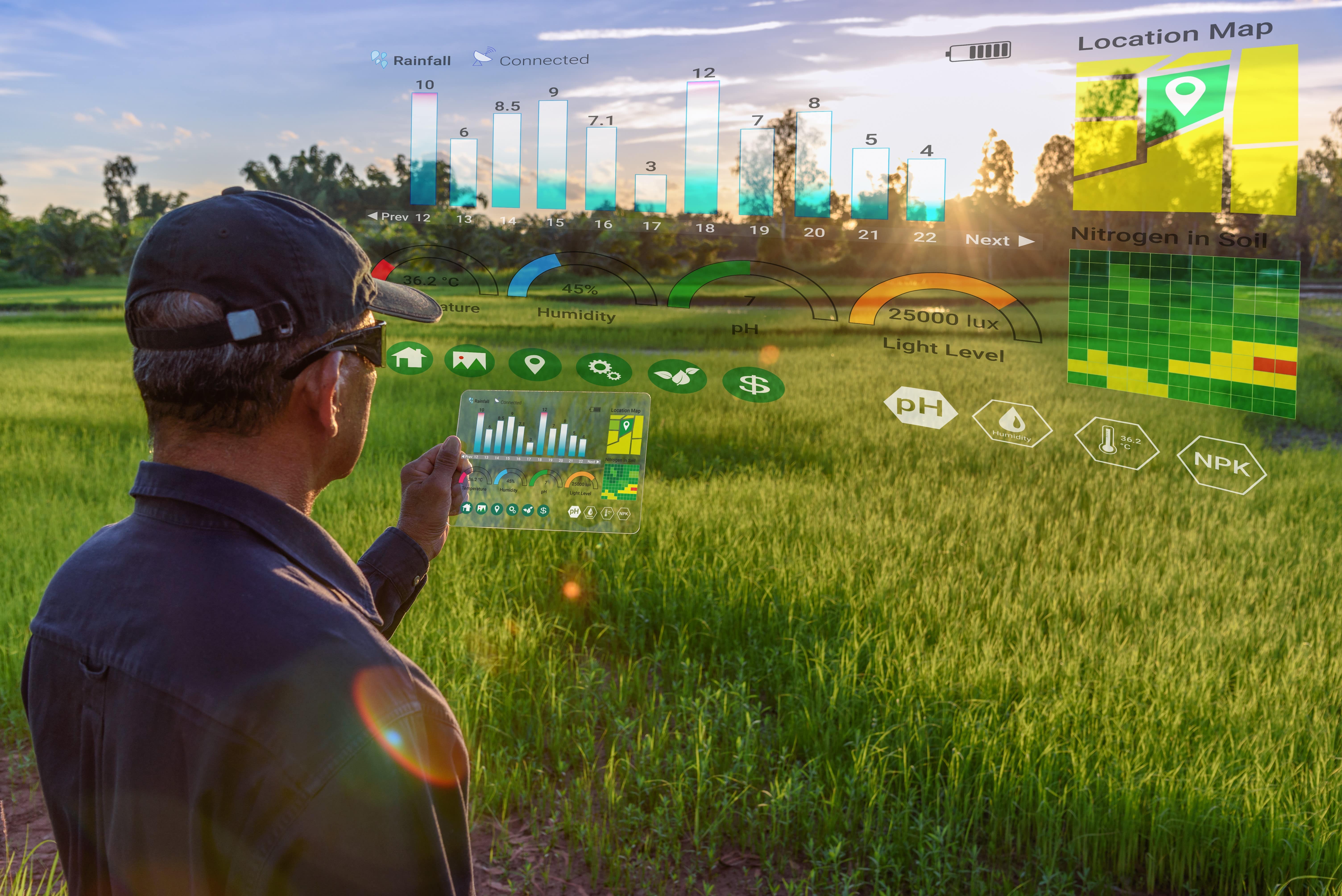 Farmer Using Technology